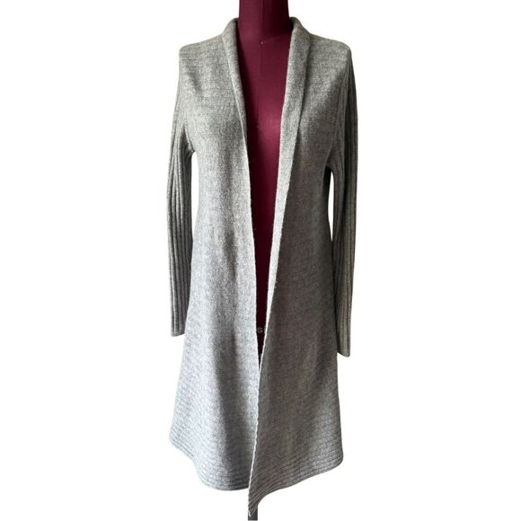 Tahari Open Front Long Line Cashmere Cardigan size M Gray - Picture 1 of 8